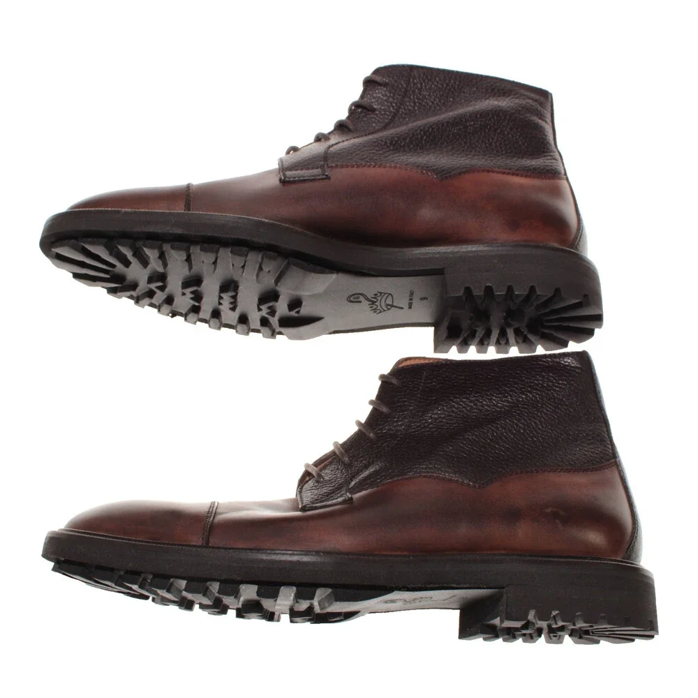 Pastori NWD Lace Up Chukka Boots Size 9 US in Brown Leather Made in Italy